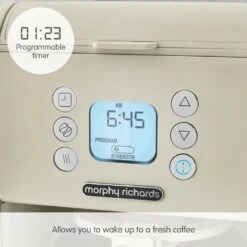 Morphy Richards Verve Cream Pour Over Filter Coffee Machine -Morphy Richards Sales Store 163006 Programmable timer text
