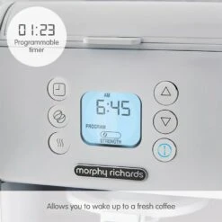 Morphy Richards Verve White Pour Over Filter Coffee Machine -Morphy Richards Sales Store 163007 Programmable timer text