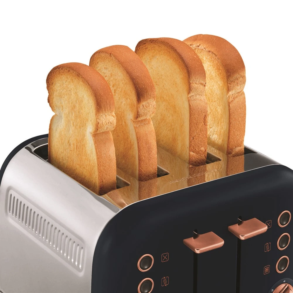 Morphy Richards Rose Gold and Midnight Blue 4 Slice Toaster 6 Morphy Richards Rose Gold and Midnight Blue 4 Slice Toaster - Image 4