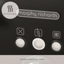 Morphy Richards Illumination Black Stainless Steel 4 Slice Toaster 12 Morphy Richards Illumination Black Stainless Steel 4 Slice Toaster -Morphy Richards Sales Store 248020 Re heat setting text