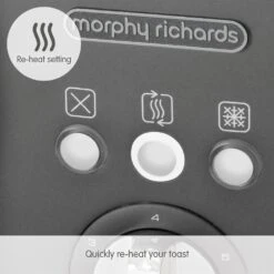 Morphy Richards Illumination Titanium Stainless Steel 4 Slice Toaster -Morphy Richards Sales Store 248022 Re heat setting text