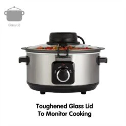Morphy Richards Sear, Stew and Stir 3.5L Silver Slow Cooker -Morphy Richards Sales Store 46000920glass20lid20annotated