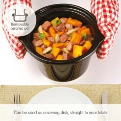 Morphy Richards Brushed Stainless Steel 1.5L Ceramic Slow Cooker -Morphy Richards Sales Store 460300 Removable ceramic pot text