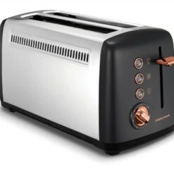 Morphy Richards Rose Gold Collection Black 4 Slice Long Slot Toaster